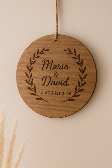 ✨ Einzigartige Wanddeko – Personalisiertes rundes Holzschild mit Gravur