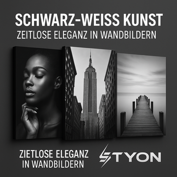⚫⚪ Schwarz-Weiß Kunst – Zeitlose Eleganz in Wandbildern | STYON