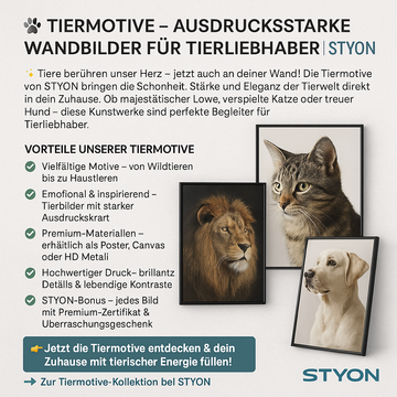 🐾 Tiermotive – Ausdrucksstarke Wandbilder für Tierliebhaber | STYON