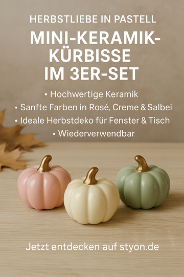 Herbstliebe in Pastell – Mini-Keramik-Kürbisse im 3er-Set