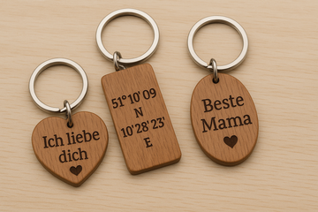 Schlüsselanhänger aus Holz mit Gravur – Klein, persönlich & bedeutungsvoll
