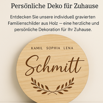Familien-Schilder aus Holz mit Gravur – Persönliche Deko für Zuhause