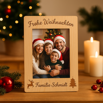 Das perfekte Weihnachtsgeschenk – Gravierte Holz-Fotorahmen mit persönlichem Foto