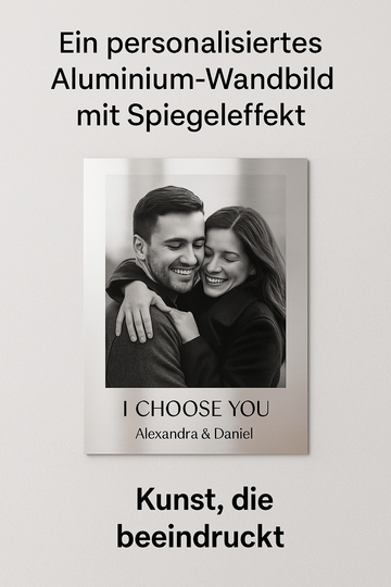 Ein personalisiertes Aluminium-Wandbild mit Spiegeleffekt – Kunst, die beeindruckt