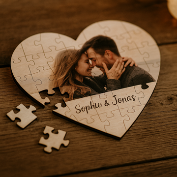 Liebe zum Zusammensetzen – Personalisierter Herz-Puzzle aus Holz