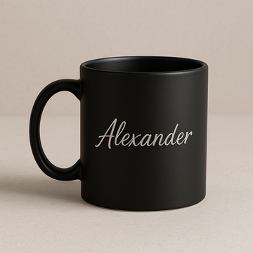 Perfekt personalisiert: Die schwarze Keramiktasse mit deiner Gravur