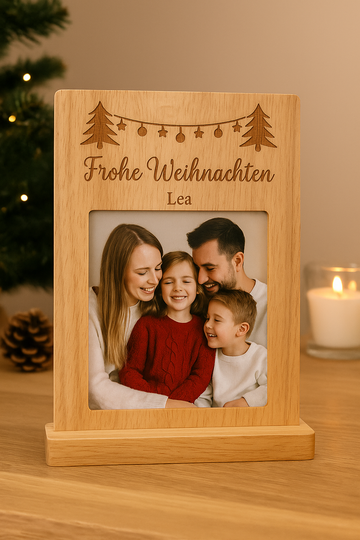 🎅 Graviertes Weihnachts-Fotorahmen – Magische Erinnerungen festhalten