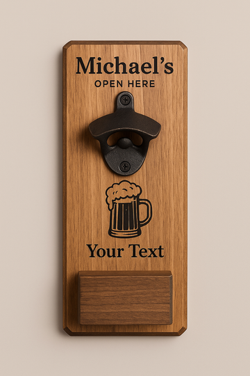 Einzigartiger Wandschmuck & praktisches Gadget: Personalisierter Wand-Flaschenöffner mit Gravur