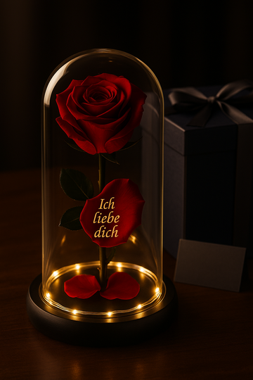 Ewige Rose in Glaskuppel mit LED – Ein Geschenk, das Herzen berührt