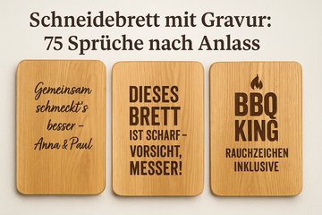Schneidebrett mit Gravur: 75 Sprüche nach Anlass