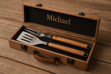 Perfekt für Grillmeister: Personalisiertes Grillset aus Holz mit Gravur
