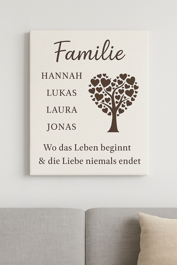 Personalisiertes Familienbild auf Leinwand – Handgemacht bei STYON