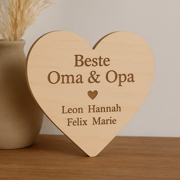 👵👴 Geschenk für Oma & Opa – Persönliche Holzplakette mit Herz