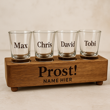 🥃 Handgefertigte Shotgläser mit Holzständer
