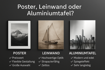 Poster, Leinwand oder Aluminiumtafel? So findest du das perfekte Wandbild für dein Zuhause