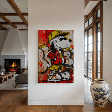Personalisiertes Wandbild von Snoopy, moderne Wanddekoration aus Leinwand oder Metall, kreative Geschenkidee.