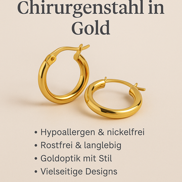 Ohrringe aus Chirurgenstahl in Gold – Stilvoll & Allergiefrei