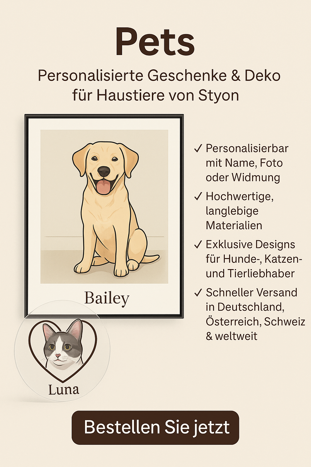 Pets – Personalisierte Geschenke & Deko für Haustiere von Styon