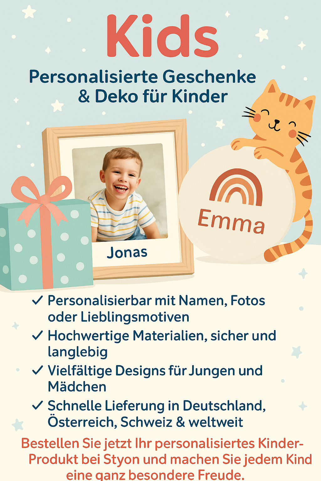 Kids – Personalisierte Geschenke & Deko für Kinder