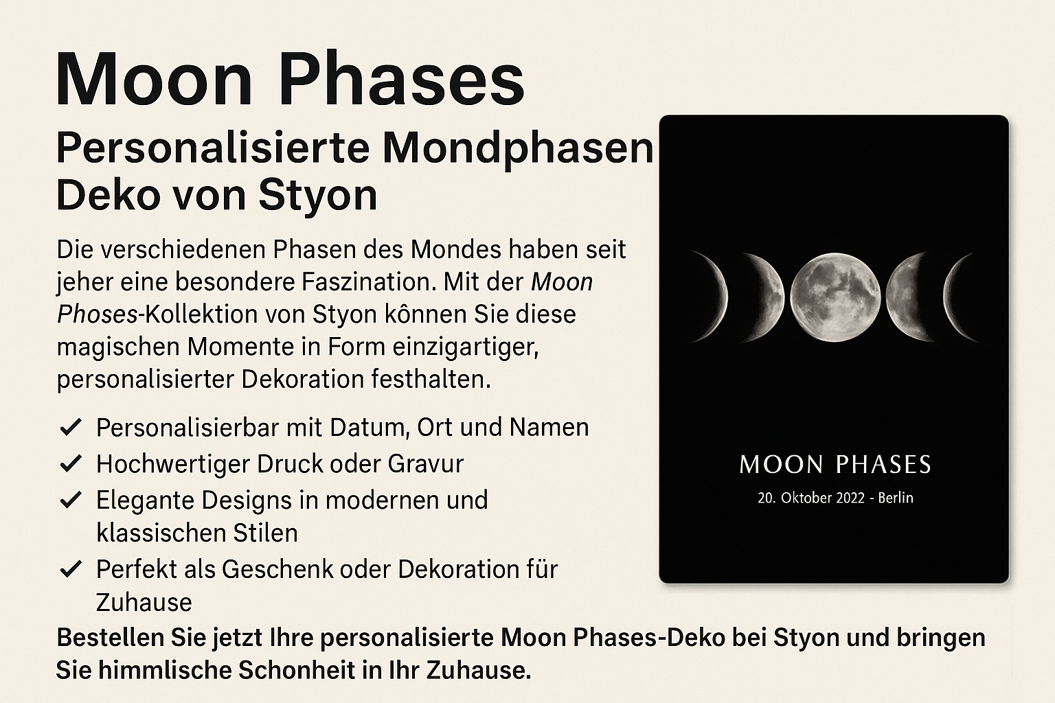 Moon Phases – Personalisierte Mondphasen-Deko von Styon
