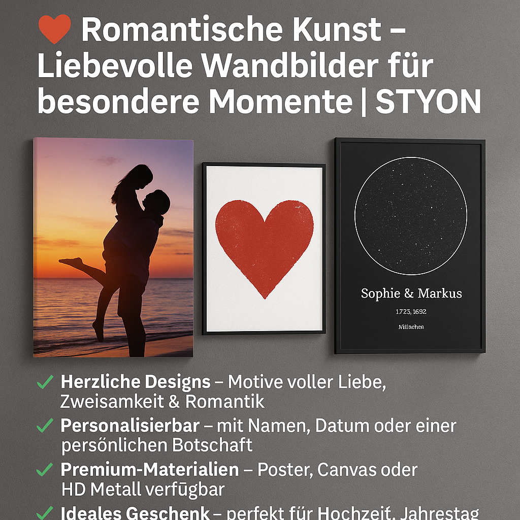 ❤️ Romantische Kunst – Liebevolle Wandbilder für besondere Momente | STYON