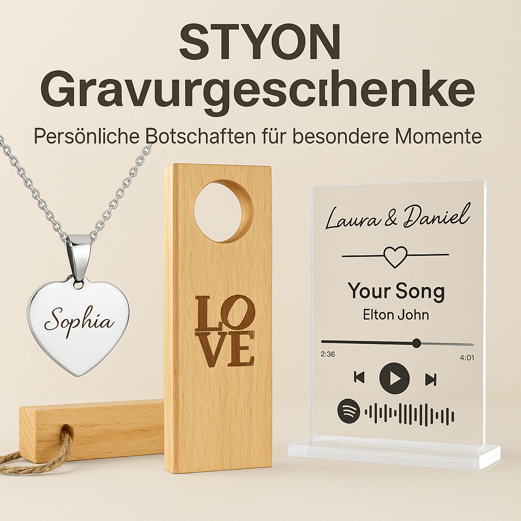 ✨ STYON Gravurgeschenke – Persönliche Botschaften für besondere Momente