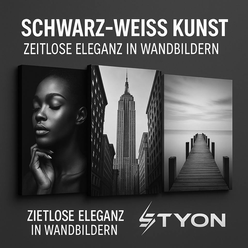 ⚫⚪ Schwarz-Weiß Kunst – Zeitlose Eleganz in Wandbildern | STYON
