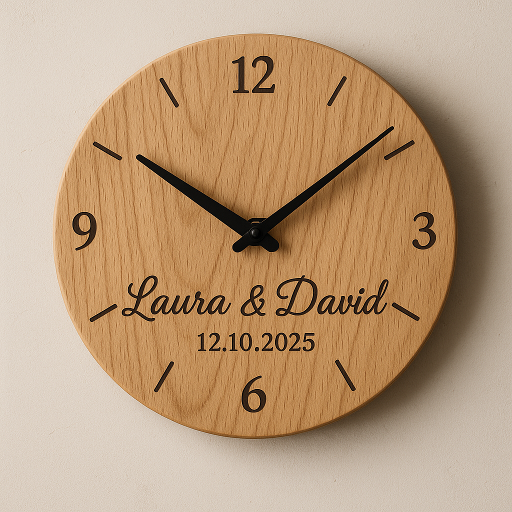 🕰 Zeit, die bleibt – Deine personalisierte Holz-Uhr mit Gravur
