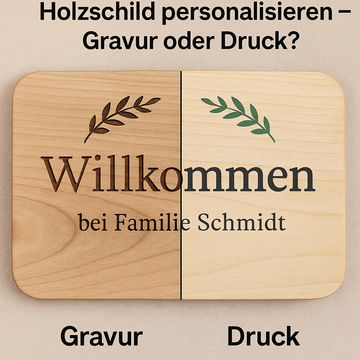 Holzschild personalisieren – Gravur oder Druck? Der große Vergleich