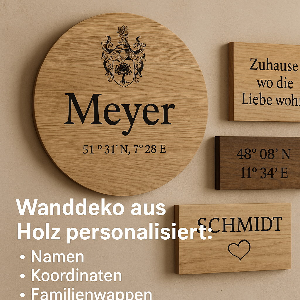 👉 Wanddeko aus Holz personalisiert: Namen, Koordinaten & Familienwappen