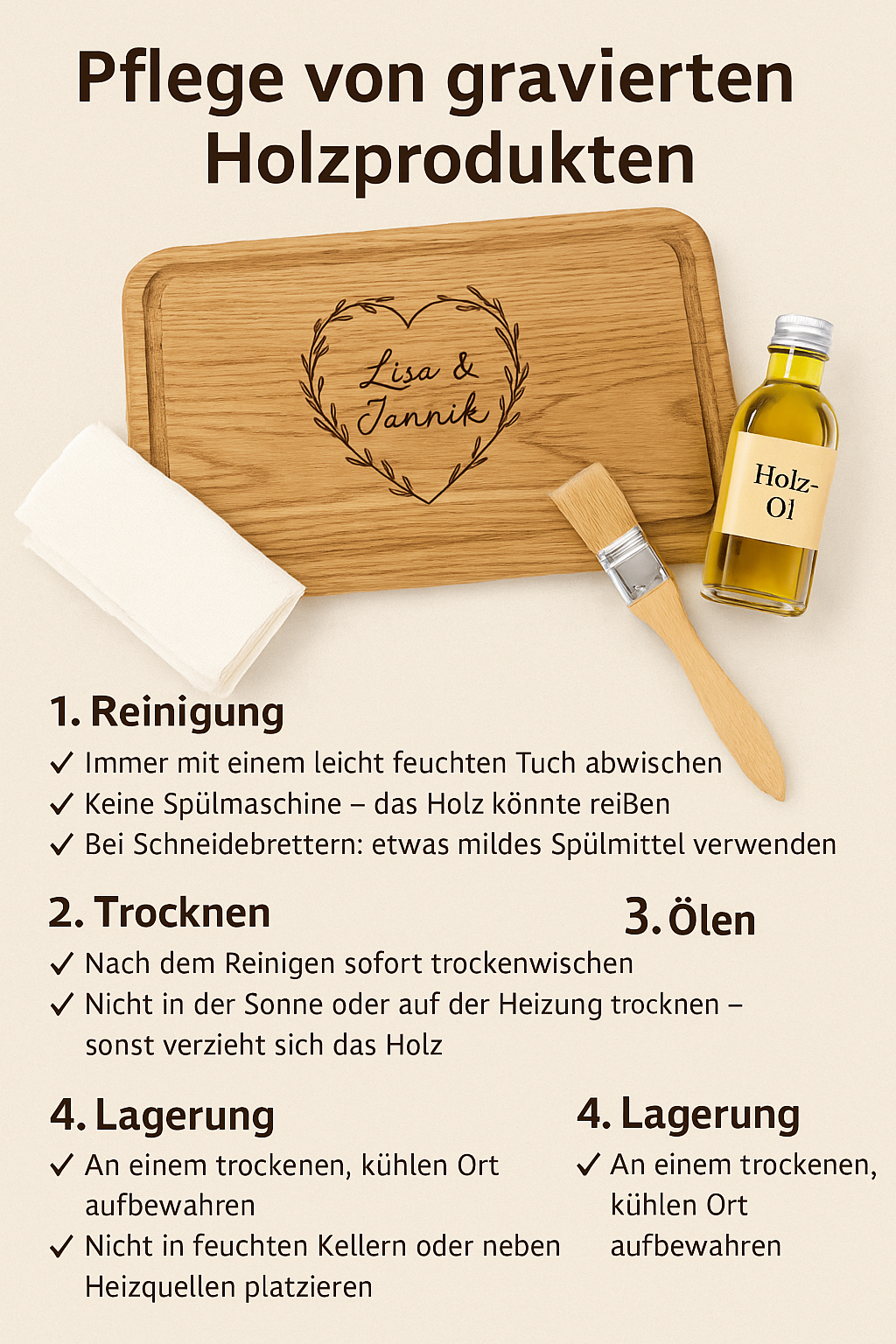 Pflege von gravierten Holzprodukten: So bleibt dein Geschenk lange schön
