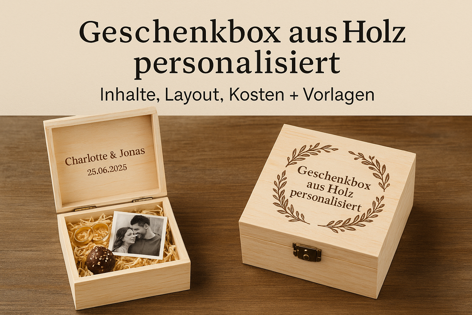 Geschenkbox aus Holz personalisiert: Ideen, Layout & Vorlagen