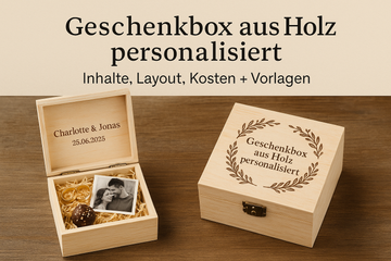 Geschenkbox aus Holz personalisiert: Ideen, Layout & Vorlagen