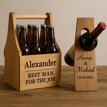 Bierhalter & Flaschenhalter aus Holz personalisiert: Praktisch & originell verschenken