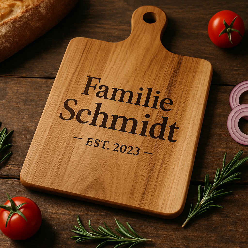 🔪 Graviertes Schneidebrett aus Holz – Persönliches Geschenk mit Stil
