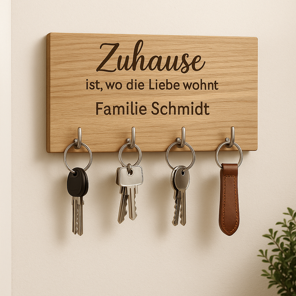 ✨ Personalisierter Schlüsselhalter aus Holz – Stilvoll & Praktisch