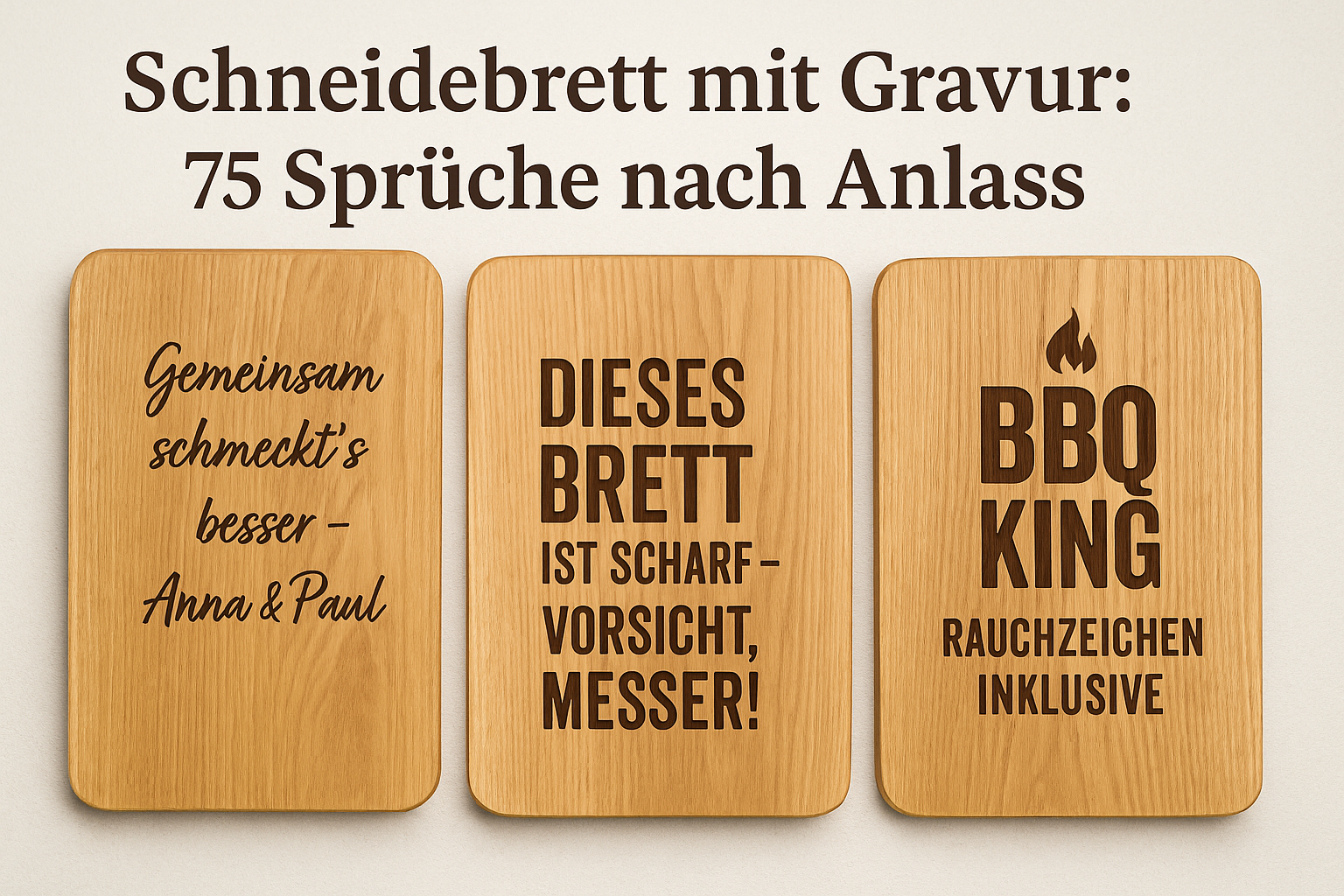 Schneidebrett mit Gravur: 75 Sprüche nach Anlass