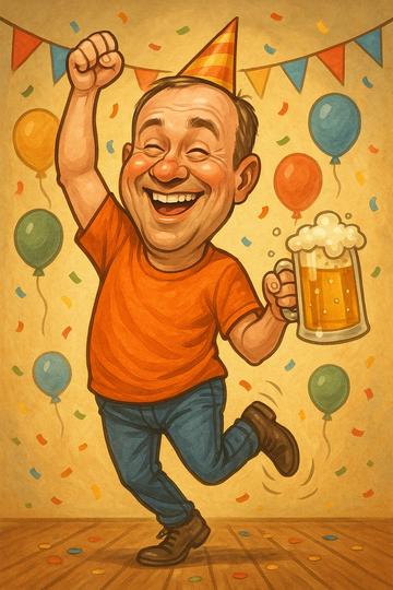 Lustige Karikatur als Geschenk für Geburtstag oder Party