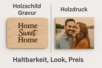 👉 Personalisiertes Holzschild vs. Holzdruck: Haltbarkeit, Look & Preis