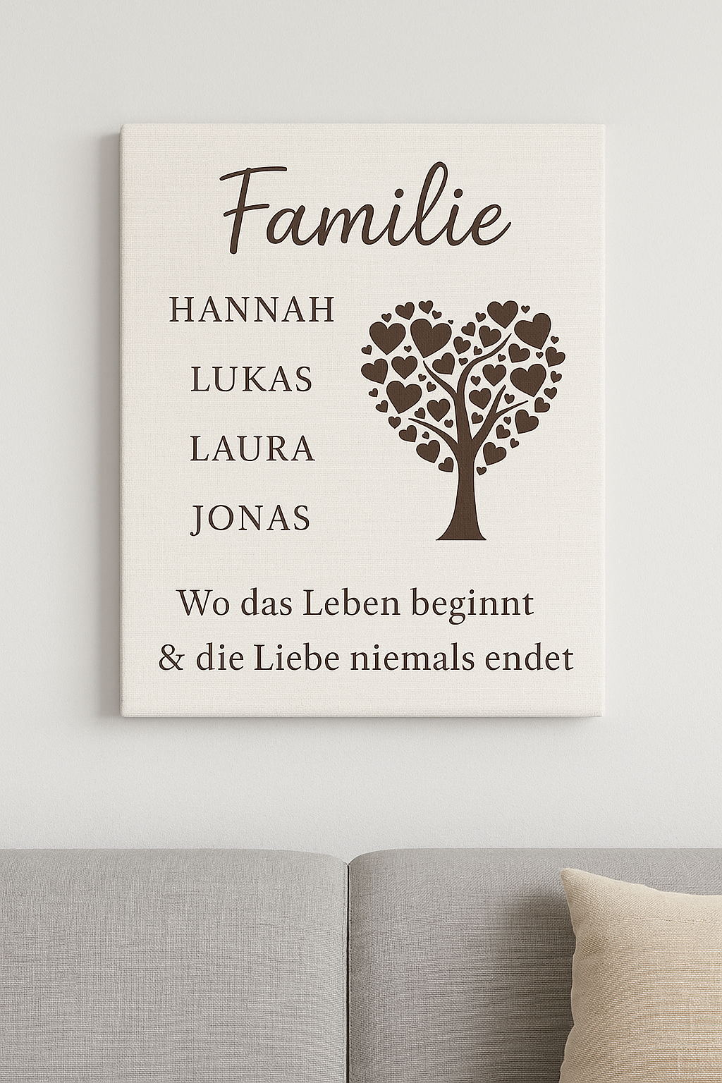 Personalisiertes Familienbild auf Leinwand – Handgemacht bei STYON