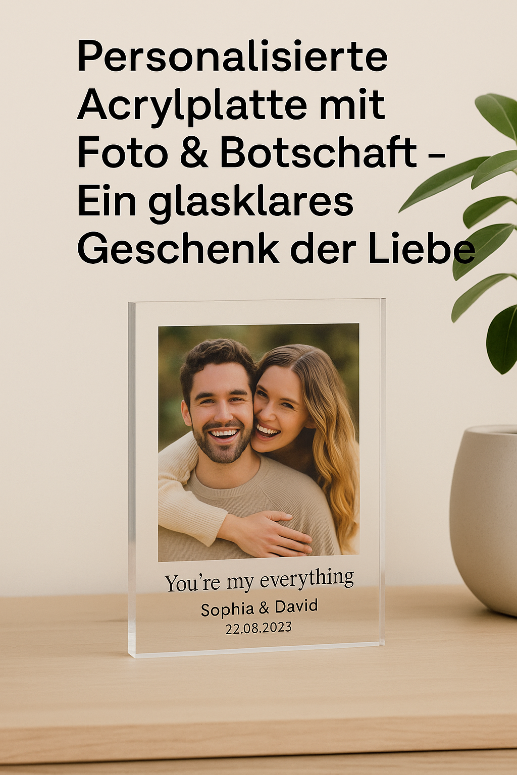 Personalisierte Acrylplatte mit Foto & Botschaft – Ein glasklares Geschenk der Liebe
