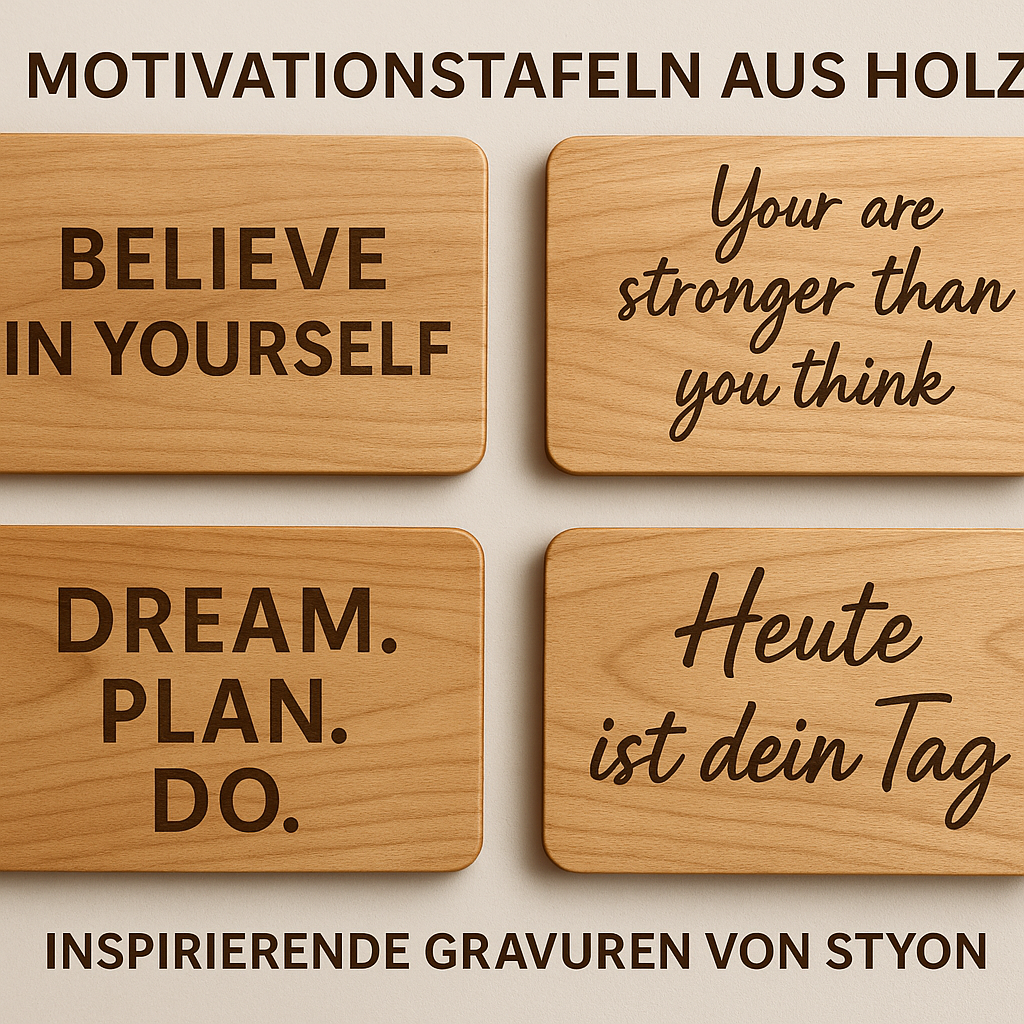 Motivationstafeln aus Holz – Inspirierende Gravurdesigns von STYON