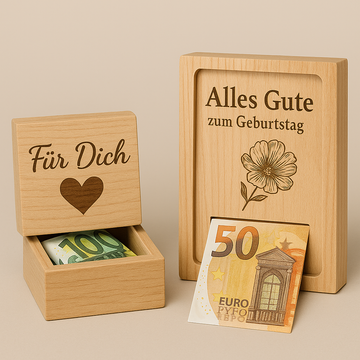 Geldgeschenke aus Holz personalisiert: Kreativ, edel & unvergesslich
