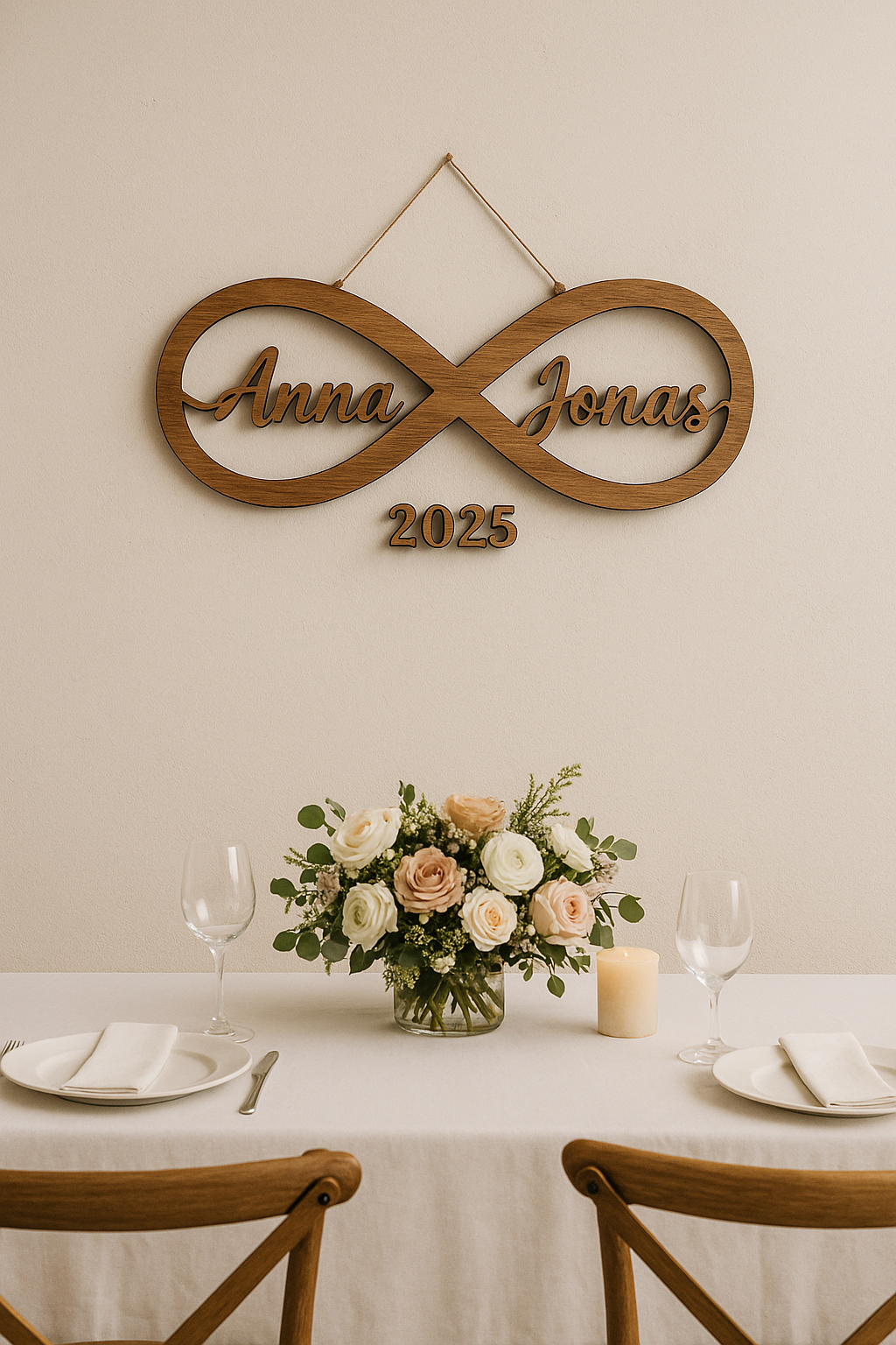 Infinity Hochzeit Deko personalisiert: Größen, Platzierung & Materialwahl