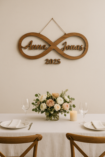 Infinity Hochzeit Deko personalisiert: Größen, Platzierung & Materialwahl