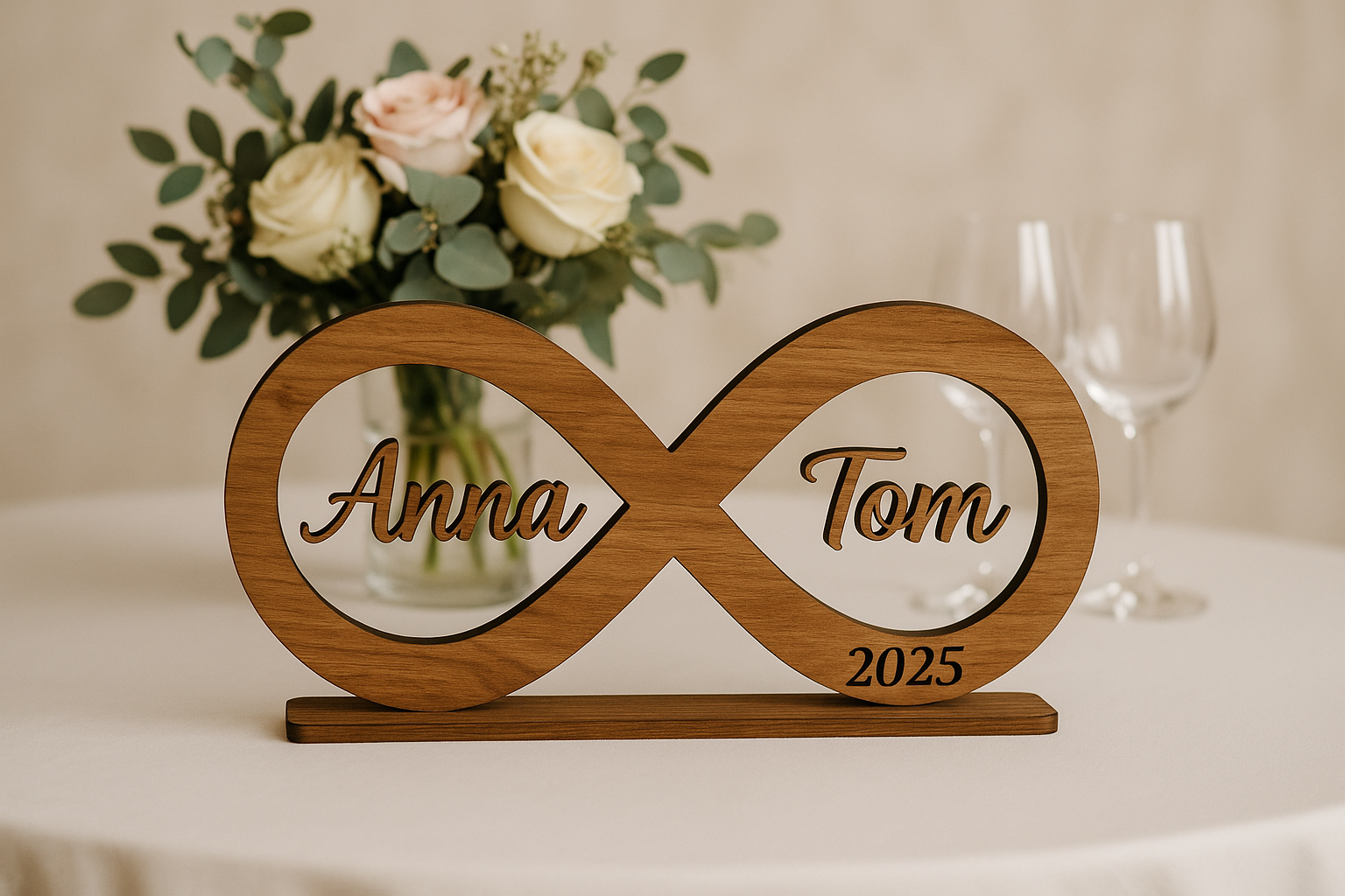 Infinity Hochzeit Deko personalisiert: Größen, Platzierung, Materialwahl