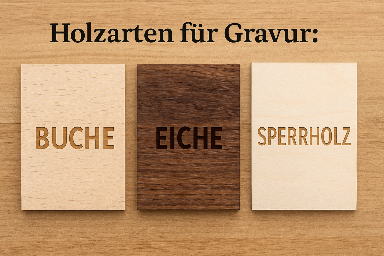Holzarten für Gravur: Eiche, Buche & Sperrholz im Vergleich