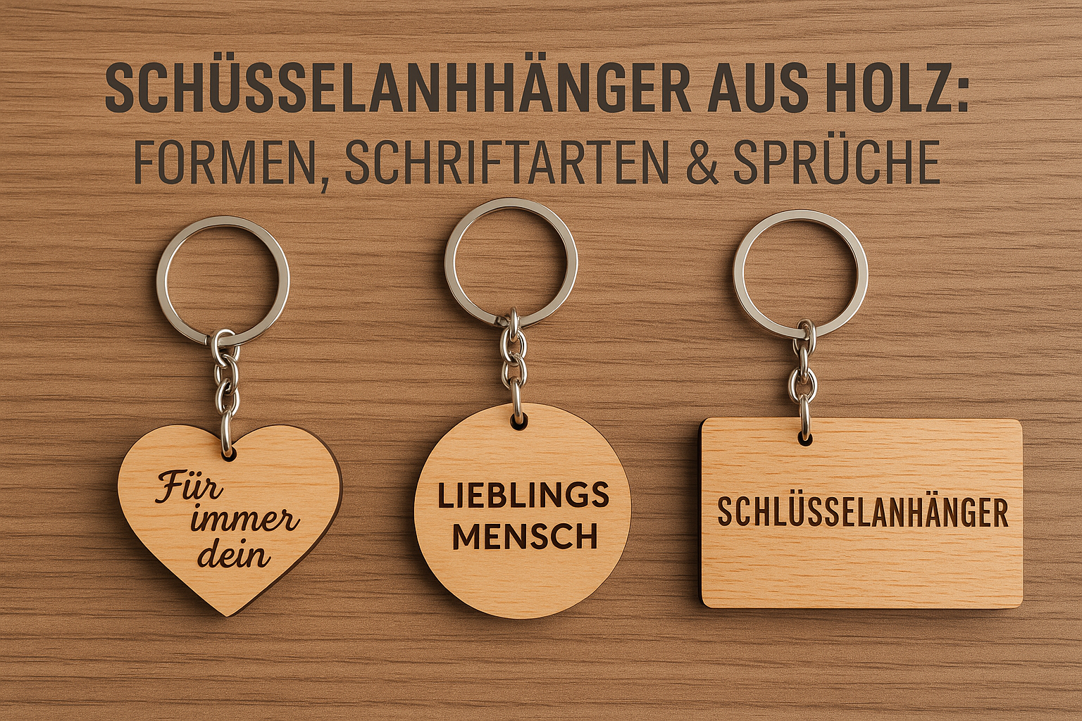 Schlüsselanhänger aus Holz: Formen, Schriftarten & Sprüche