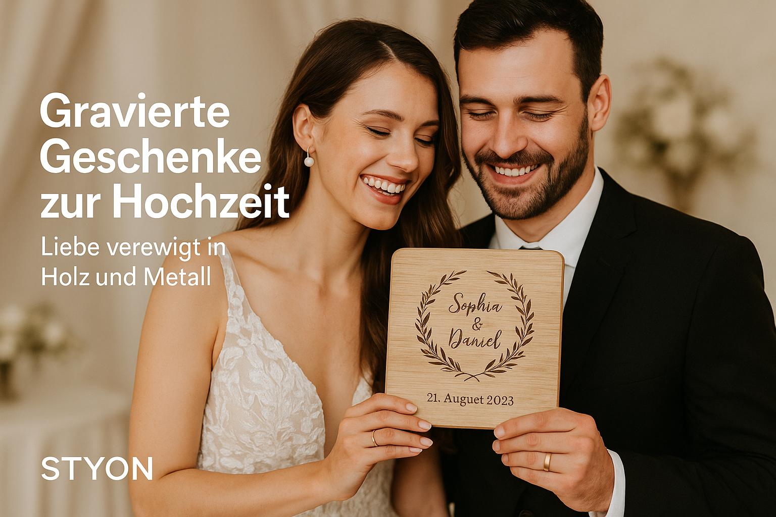 Gravierte Geschenke zur Hochzeit – Liebe verewigt in Holz und Metall