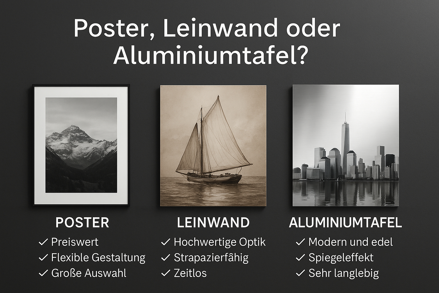 Poster, Leinwand oder Aluminiumtafel? So findest du das perfekte Wandbild für dein Zuhause